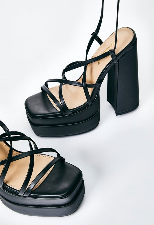 Sienna Block Heeled Platform Sandal Black