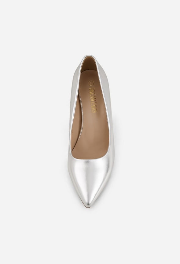 Chunky Heeled Pumps Silver