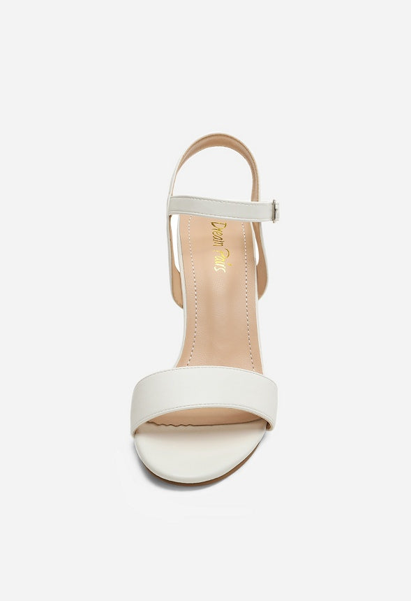Open Toe Chunky Heeled Sandal White
