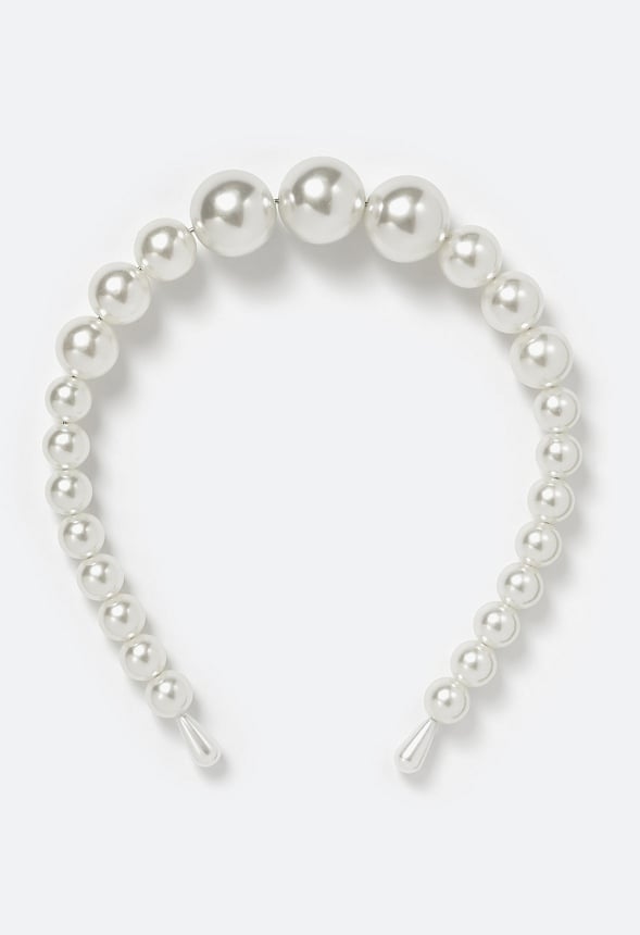 Ines Graduated Pearl Alice Band Cream