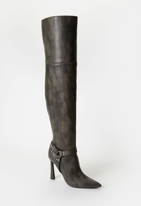 Devynn Tall Stiletto Boot Distressed Black