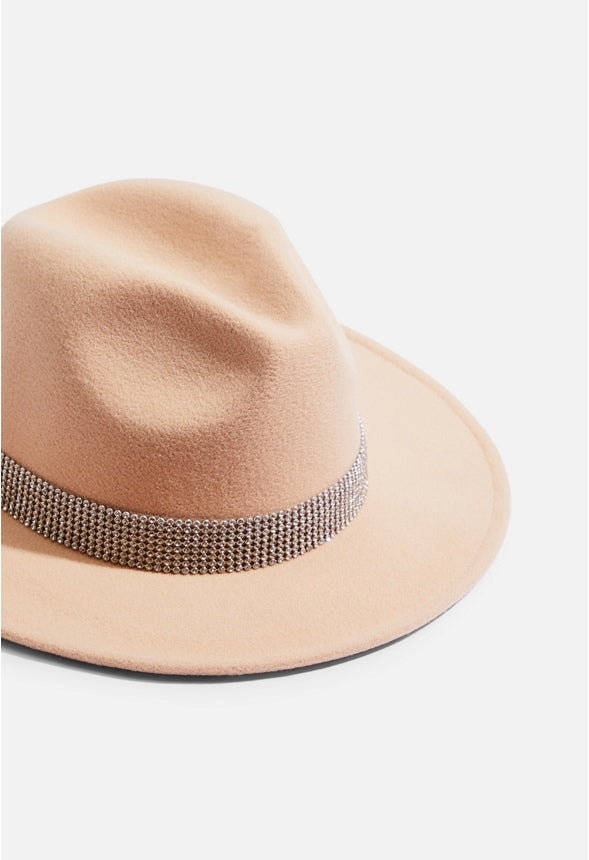 Rhinestone Felt Hat Sand