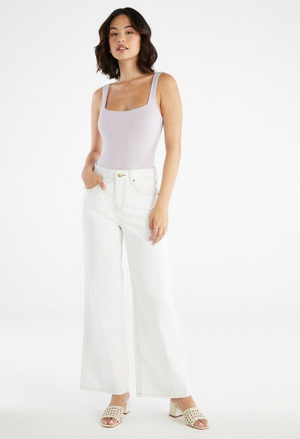 Square Neck Sleeveless Bodysuit Orchid Petal