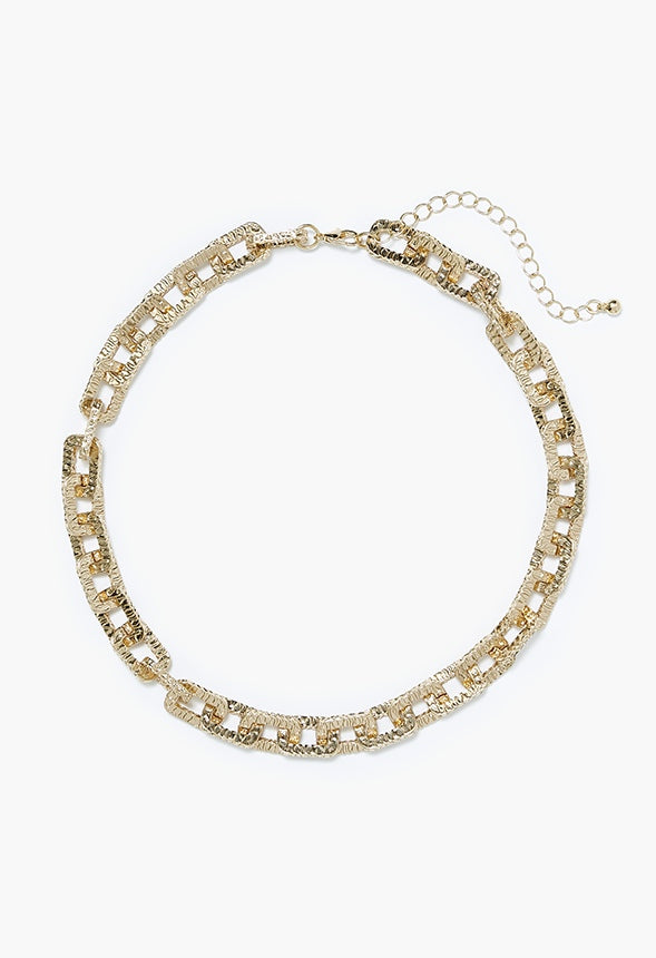 Lana Statement Textured Oval Link Necklace Gold