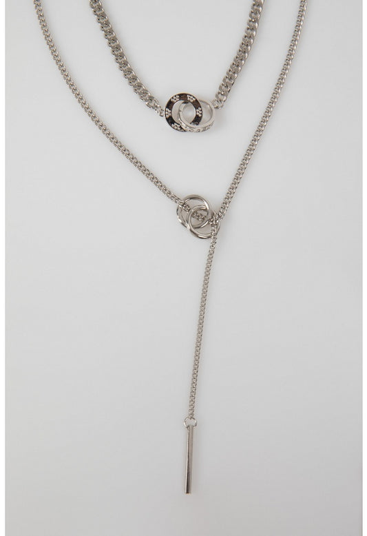 Gracie Mixed Chains Layered Y-Style Necklace Silver