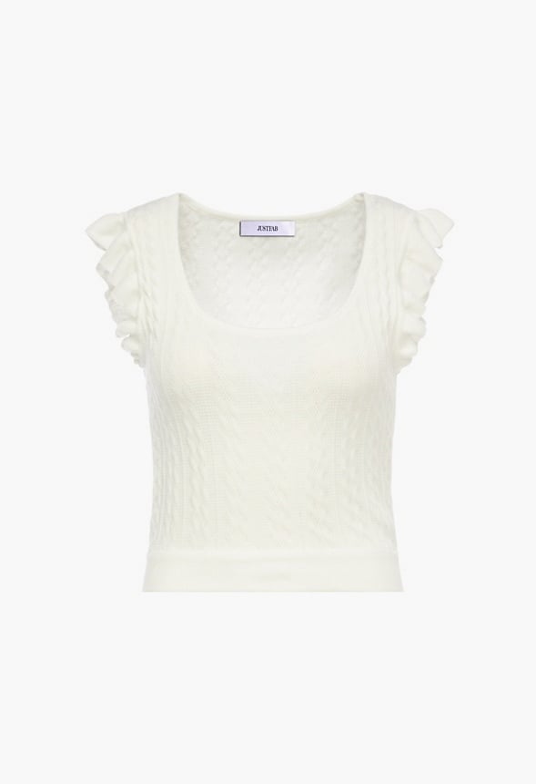 Ruffle Sweater Tank Top White