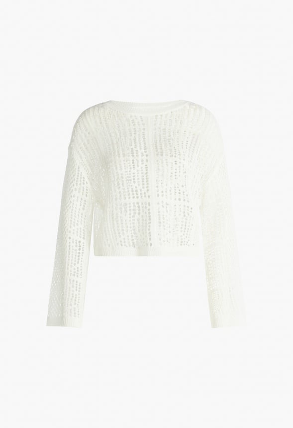 Open Stitch Sweater Bright White
