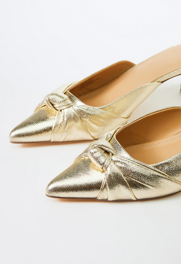 Freya Heeled Mule Pump Gold