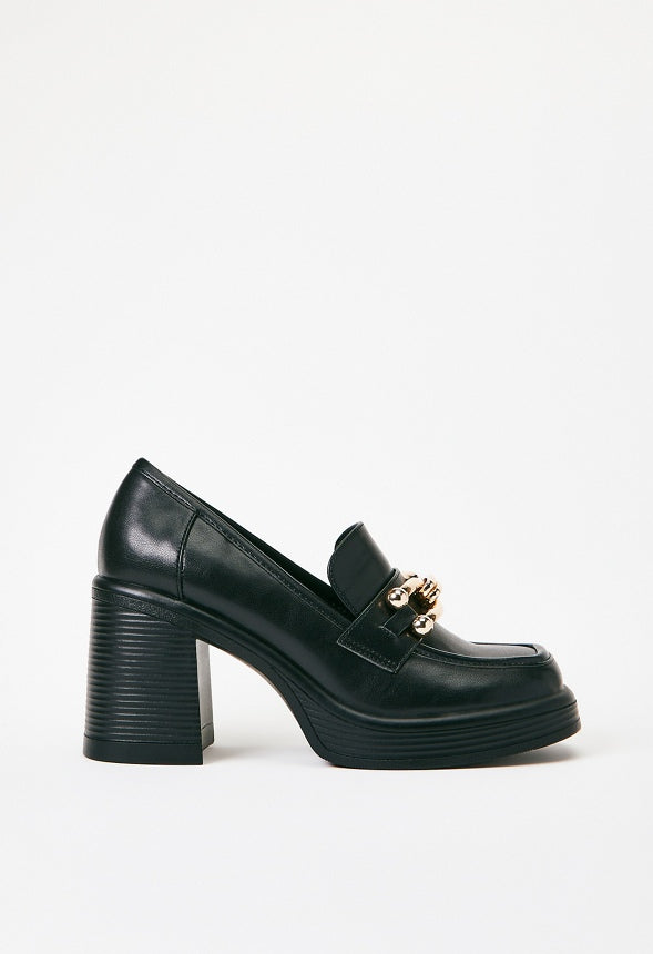 Daria Block Heeled Loafer Court Black