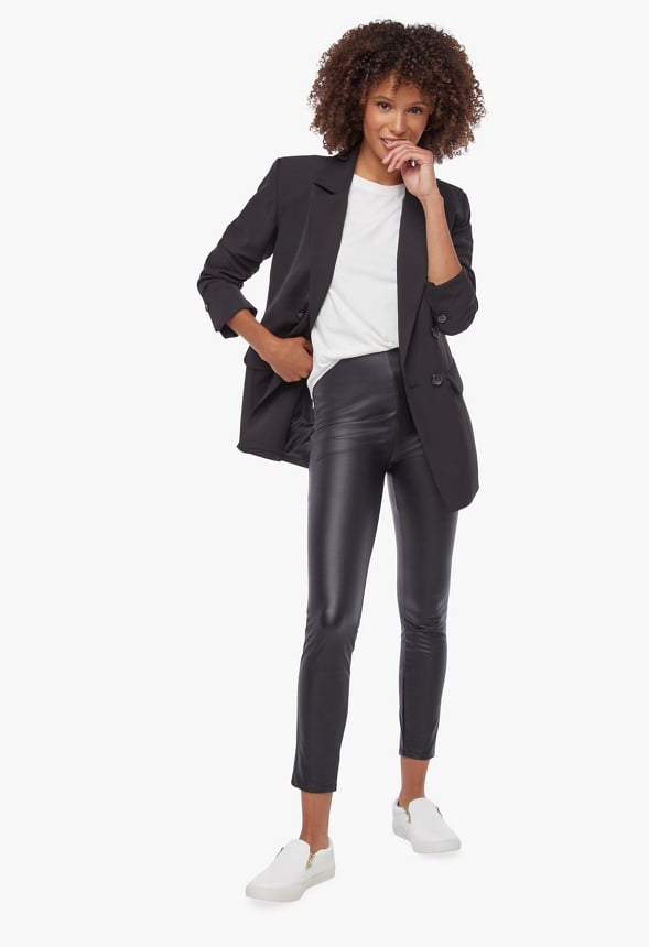 High Rise Faux Leather Leggings Black Caviar