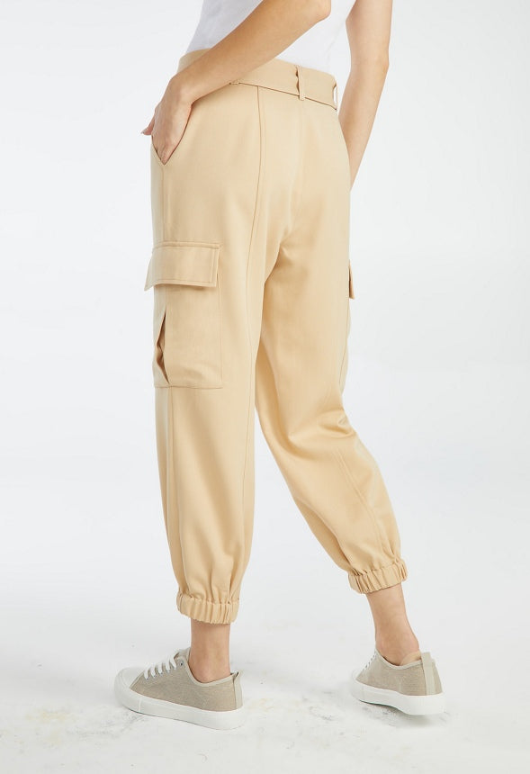Belted Cargo Trousers Semolina Beige