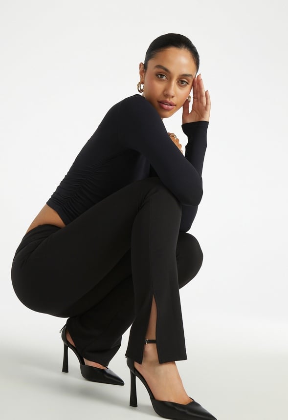 High Rise Tummy Tamer Flared Leggings Black Caviar