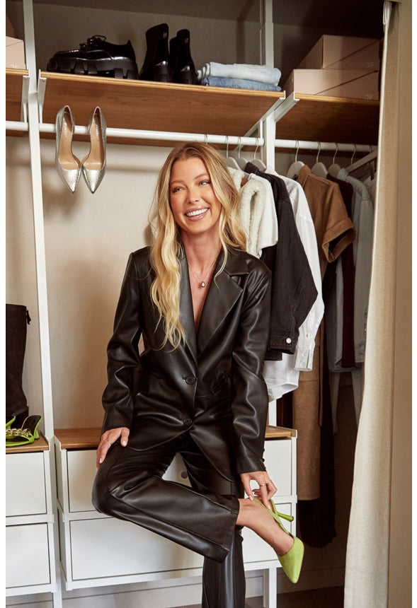 Wide Leg Faux Leather Trousers Black Caviar