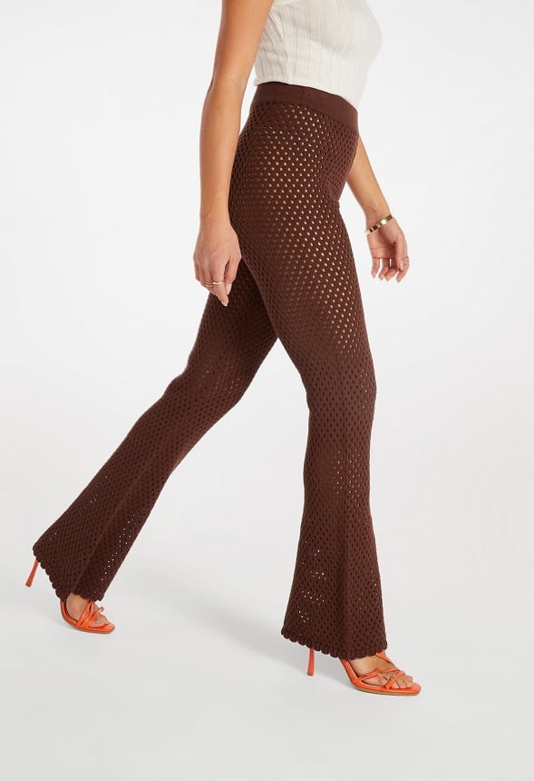 Crochet Mini Boot Cut Pants Cappuccino