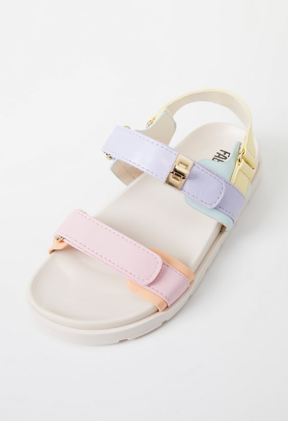Platform Faux Leather Buckle Sandal Multi
