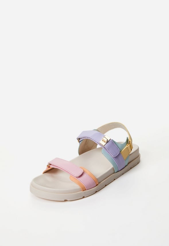 Platform Faux Leather Buckle Sandal Multi