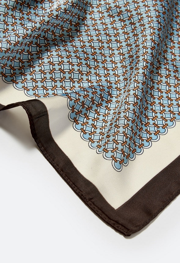 Riley Geometric Print Silklike Square Scarf Blue