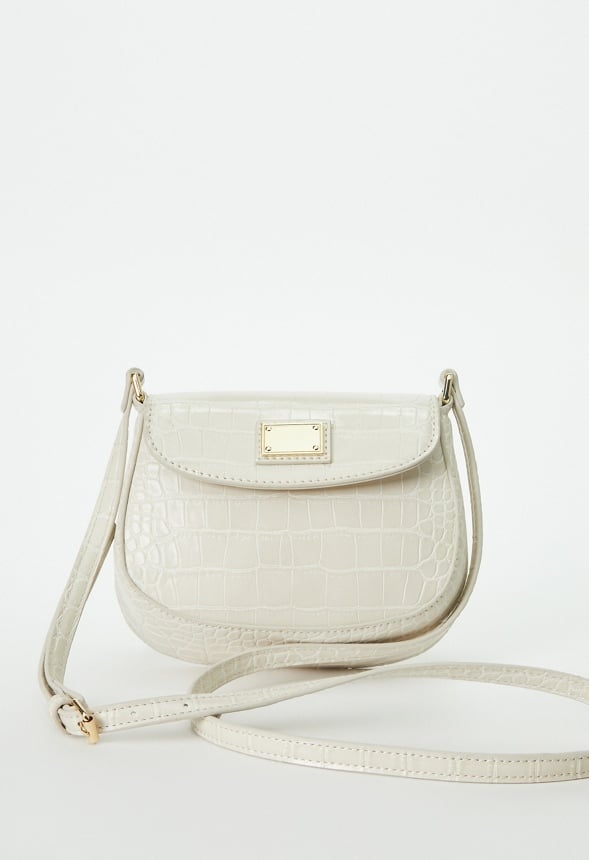 Shoulder Bag With Metal Plate Birch Croc