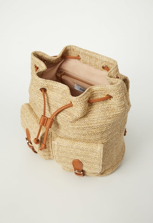 Flap Rucksack With Buckles Natural Multi