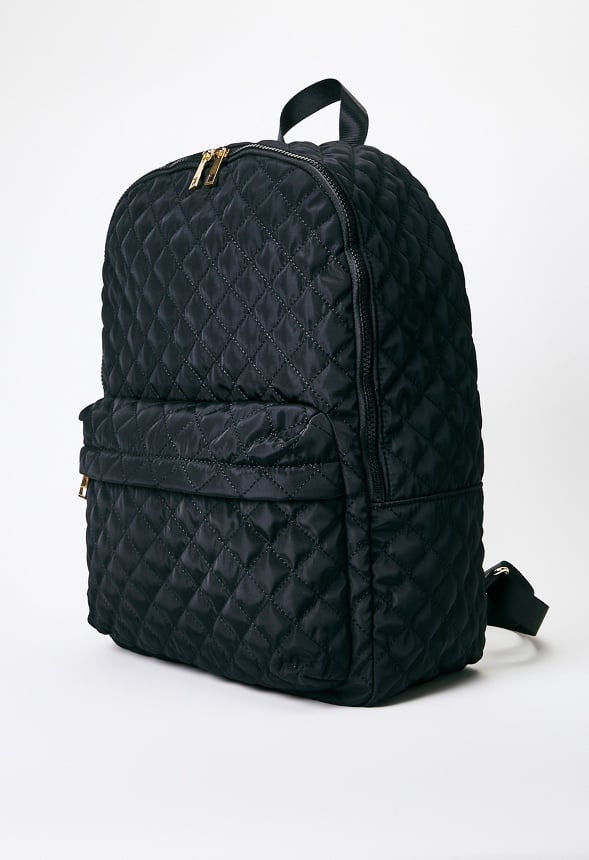 Quilted Nylon Rucksack Black