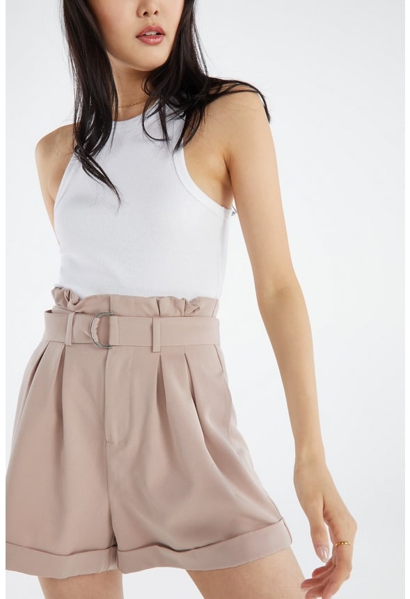 Lightweight Paperbag Shorts Taupe