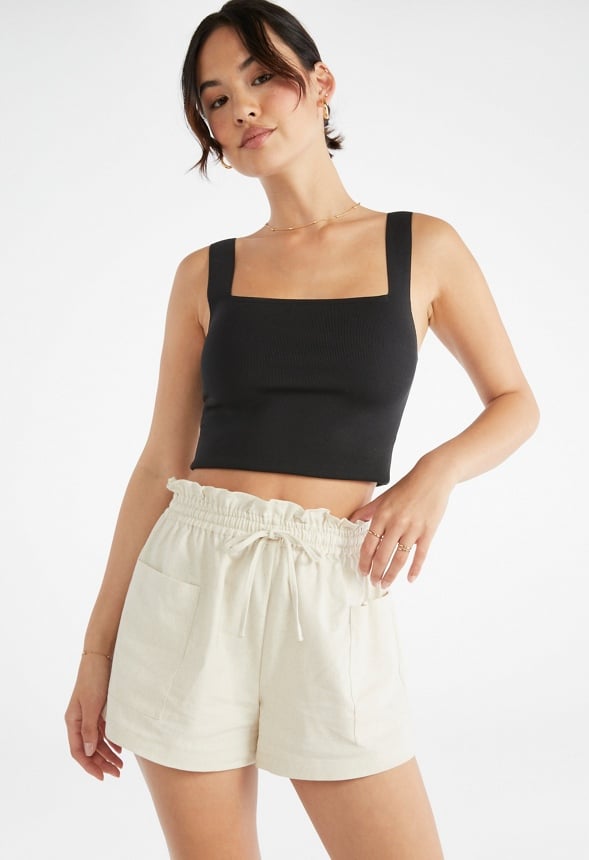 Paperbag Linen Shorts Neutral Linen