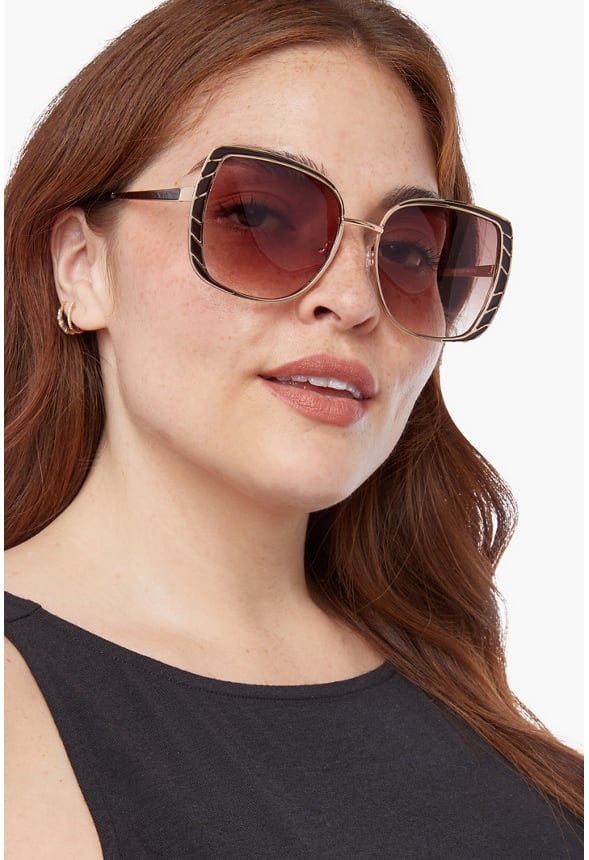 Geometric Frame Oversized Sunglasses Gold