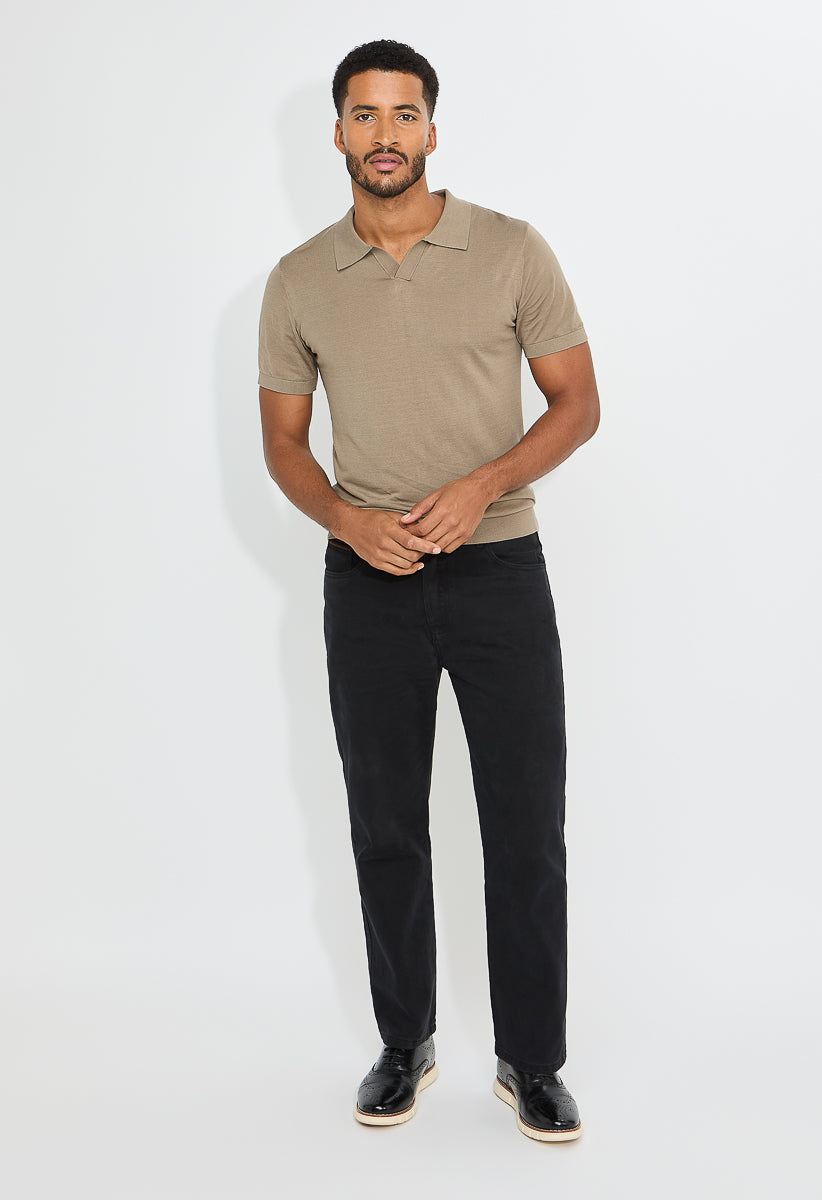 Men's Wool Blend Short Sleeve Silk Soft Knit Polo