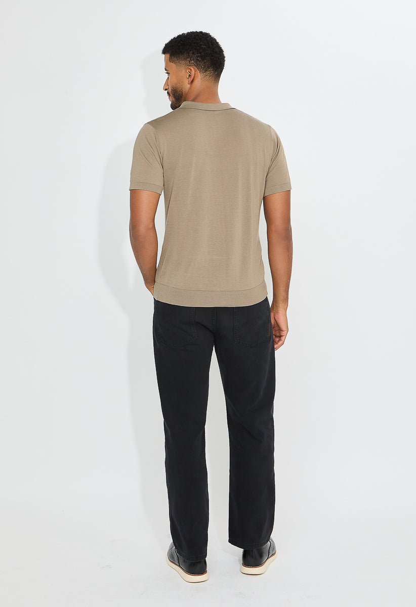 Men's Wool Blend Short Sleeve Silk Soft Knit Polo