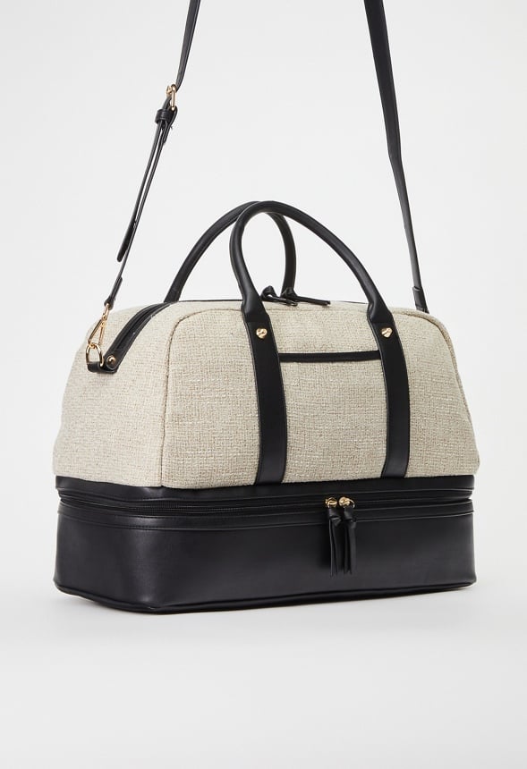 Panelled Weekender With Shoe Compartment Cognac