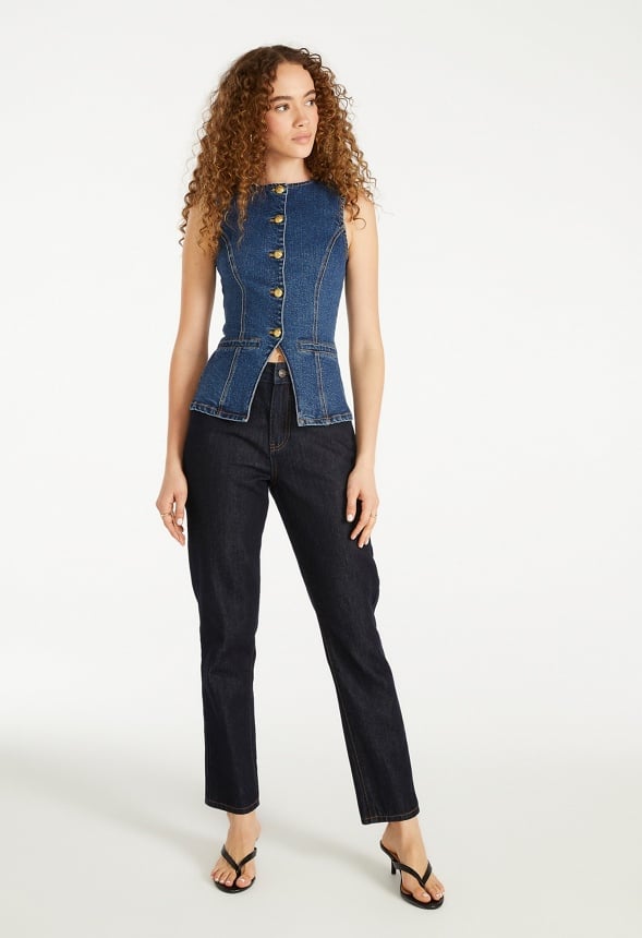 Tunic Denim Vest Blue Denim Wash